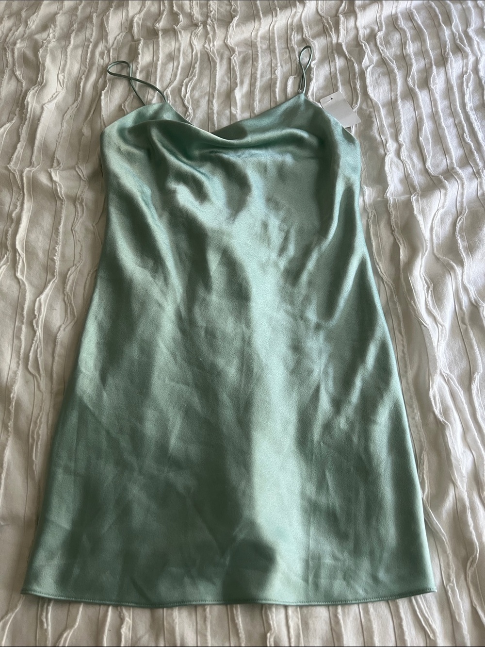 Alice + Olivia Mint Mini Satin Slip Dress